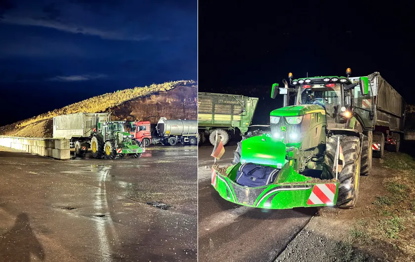 John Deere with illuminated TractorBumper at night